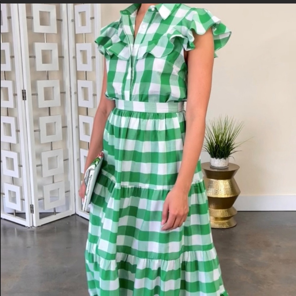 See You Later” Green & White Skirt set